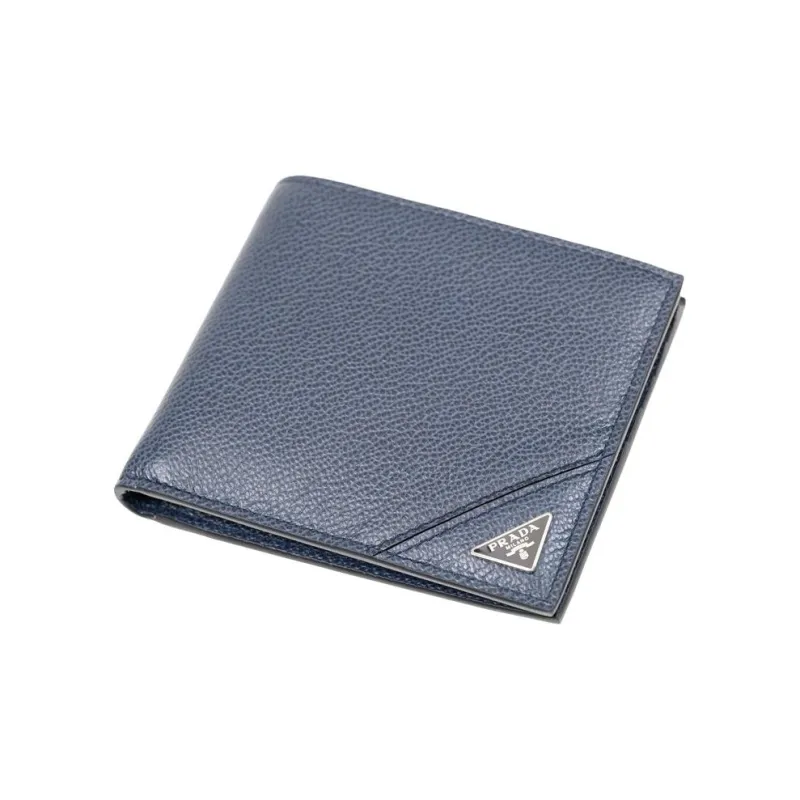 PRADA Calfskin Wallet Men's Dark Blue-3