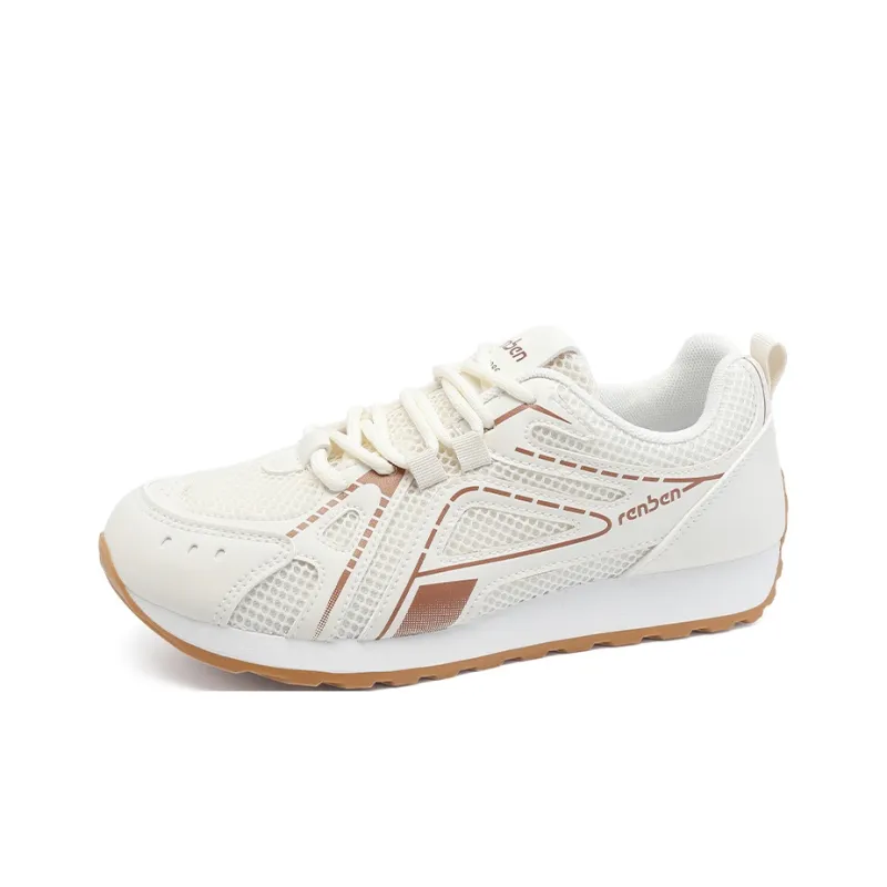 RENBEN Breathable And Lightweight Low Top Casual Shoes Women's Beige Khaki-2