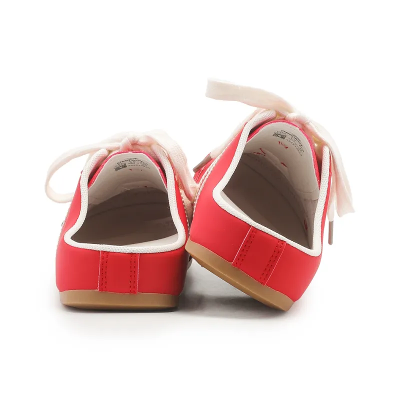 DEERWAY Odor Resistant Quiet Closed Toe Slippers Women's White Red-4