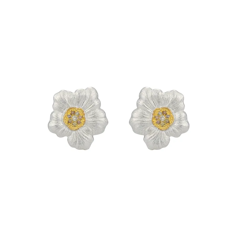 BUCCELLATI BLOSSOMS Series Silver Colored Rhinestone Earrings Women's-0
