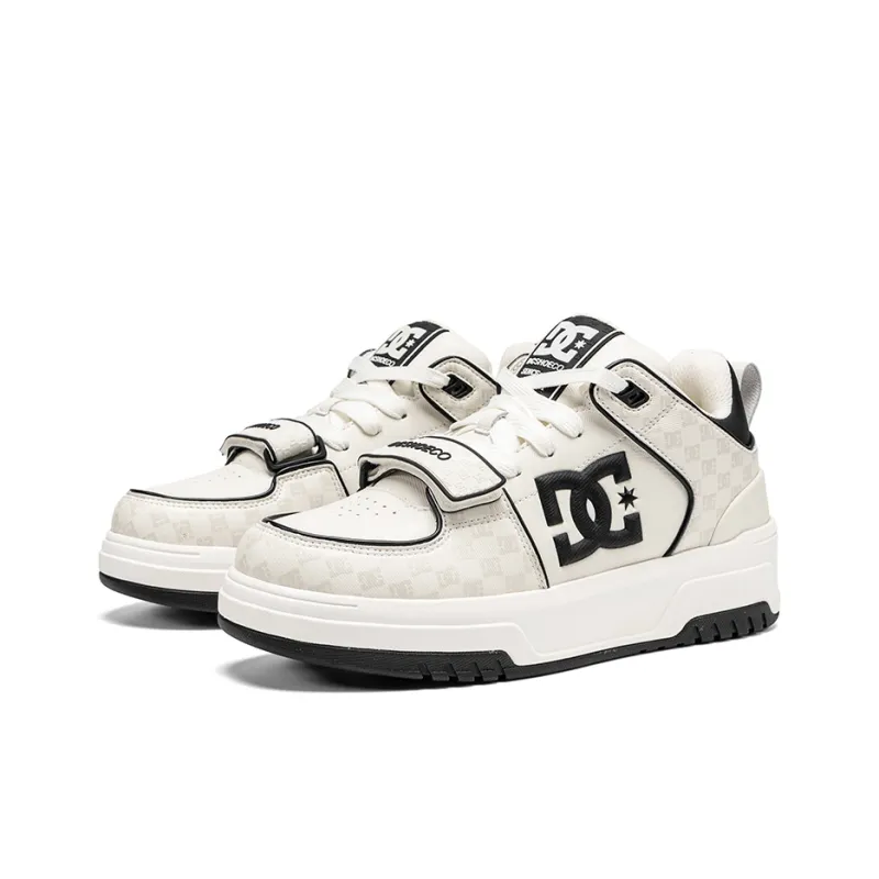 DC Shoes CAMPUS CAS Abrasion Resistant Height Increasing Low Top Brother's Skateboard Shoes Men's Monogram White Gray-1