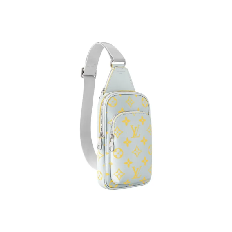 LOUIS VUITTON Avenue Coated Canvas Sling Bag Men's Gray & Yellow-1