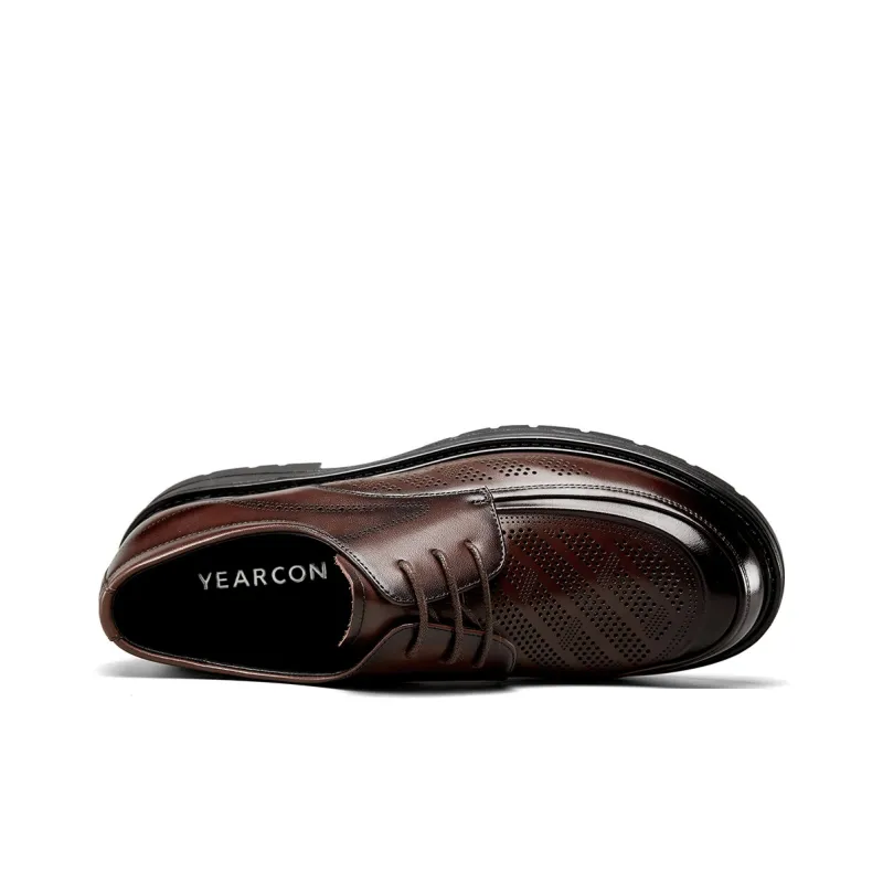YEARCON Men's Casual Shoes Men Low Top Brown-6