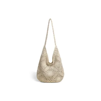 VINEY Fabric Tote Bag, Shoulder Bag Women's Ecru