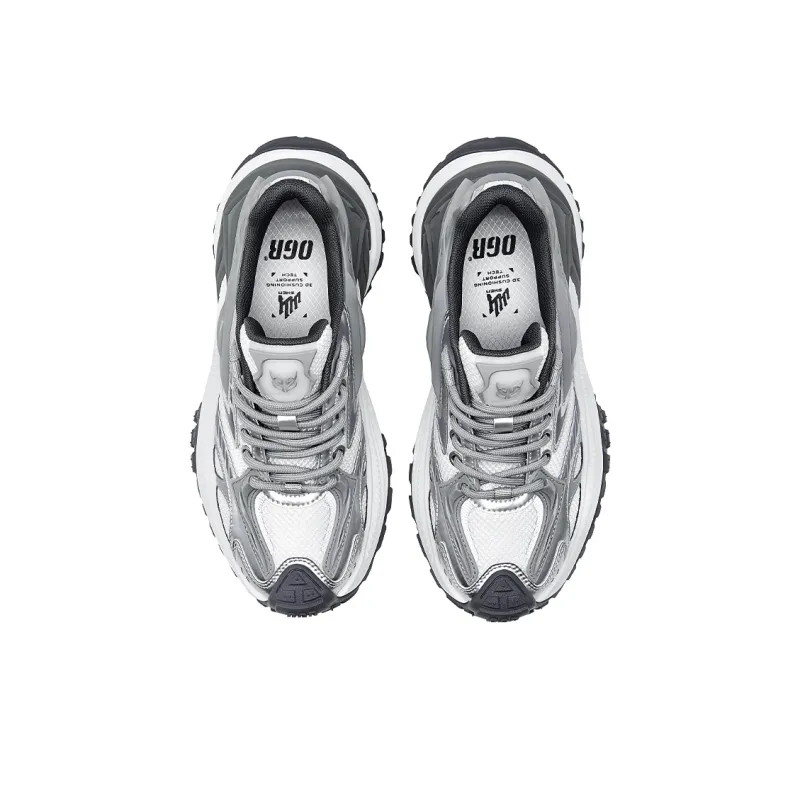 OGR Cushioning Abrasion Resistant Height Increasing Lightweight Mat Low Top Chunky Sneakers Unisex Gray-3