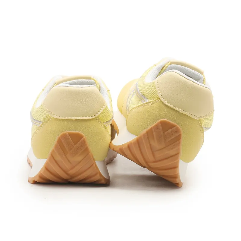 DEERWAY Height Increasing Abrasion Resistant Lightweight Breathable Slip Resistant Low Top Casual Shoes Women's Yellow-4