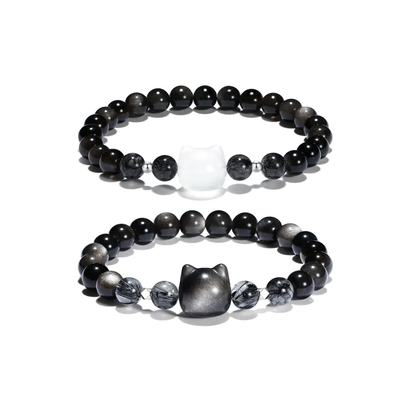 PUTUOSHANWENCHUANG Obsidian Bracelets Unisex-4
