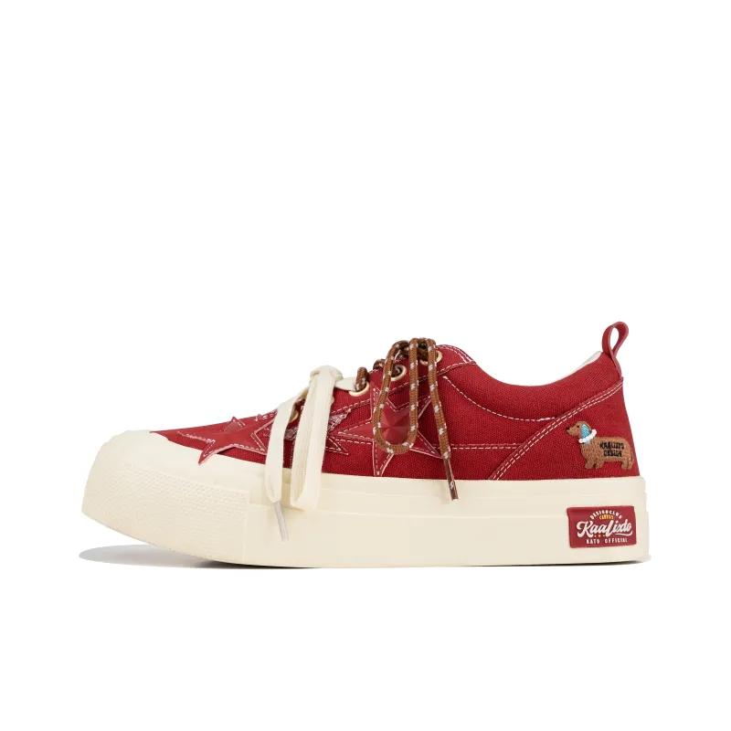 KAALIXTO Sausage Pearl Party Canvas Shoes Unisex Red-0