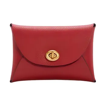 COACH Pouch Pebbled Leather Clutch Coin Purse Mini Women's Red
