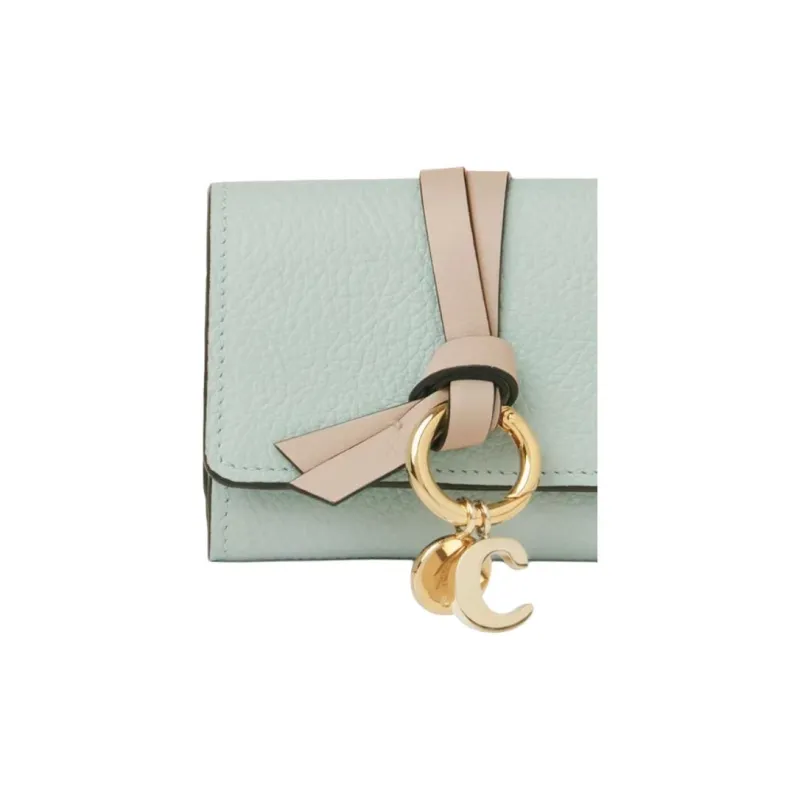 Chloe Alphabet Calfskin Wallet Trumpets Women's Blue Green-3