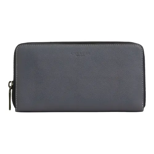 COACH Accordion Wallet Calfskin Wallet Small Size Men's Gray