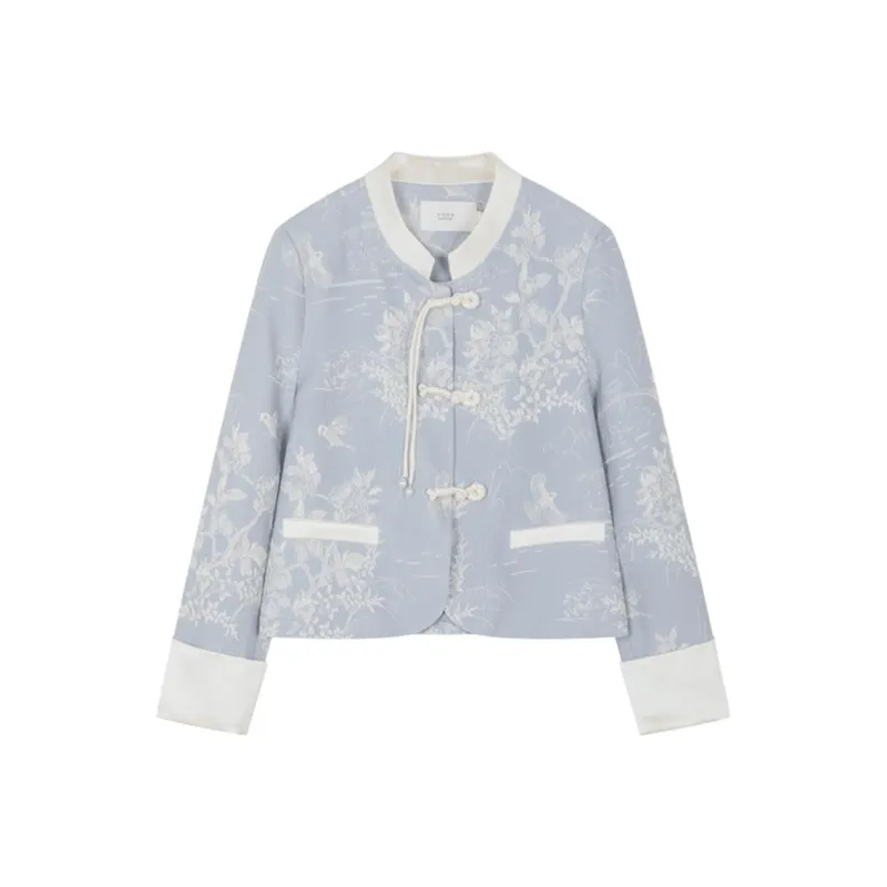 Mo Han Yi Mei Jackets Coats Women's Aqua Blue-0