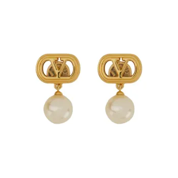 Valentino Brass Earrings Women's Gold