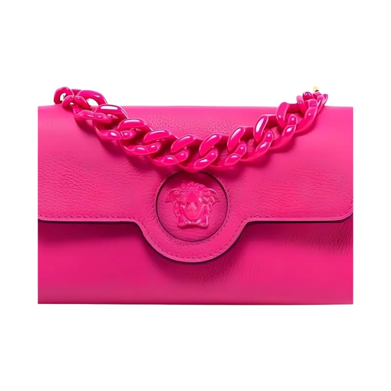 VERSACE Leather Portable Crossbody Bag Shoulder Bag Women's Pink-3