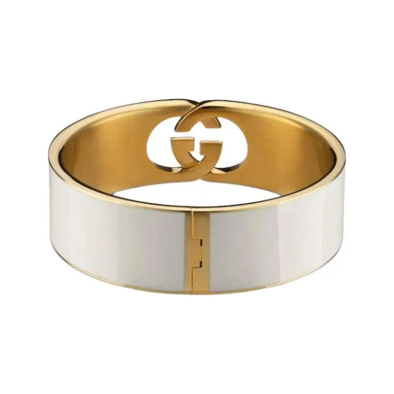 GUCCI Enamel Brass Bangles Unisex White-2