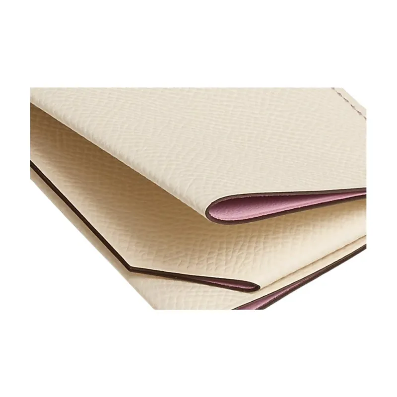HERMES H Sellier Epsom Calfskin Card Holder Men's Beige-3