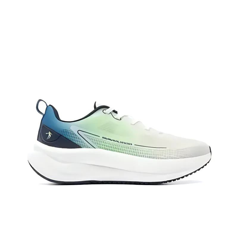 QIAODAN Cushioning, Breathable, Lightweight Low Top Casual Running Shoes Men's White Green Blue-1