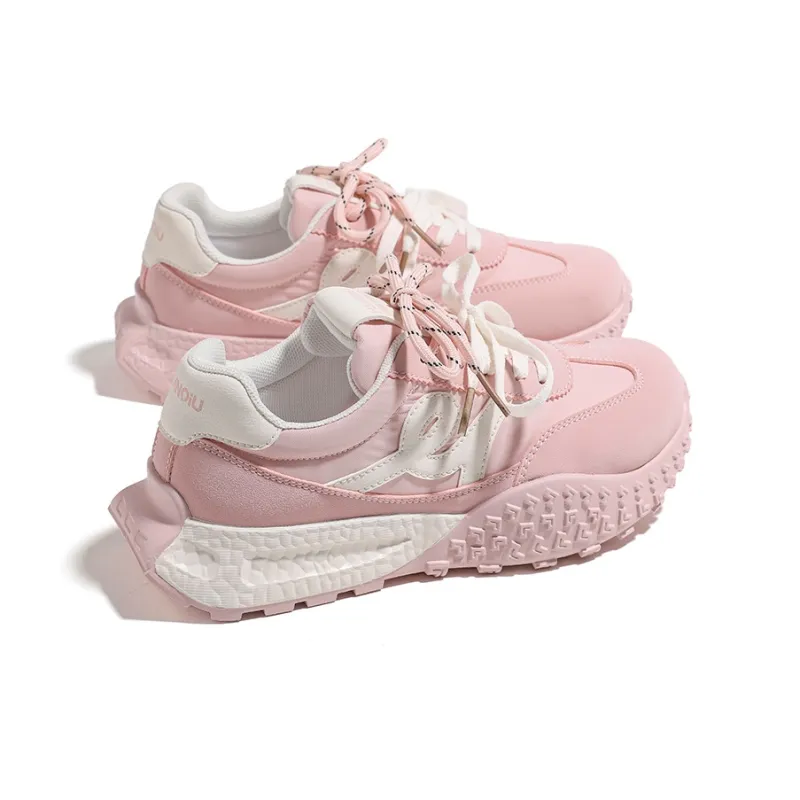 HUANQIU Abrasion Resistant Lightweight Rebound Low Top Casual Shoes Women's Pink-1