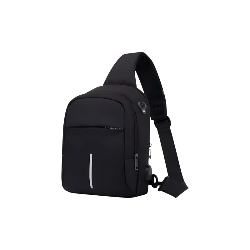 H YXIANG Polyester Sling Bag Regular Men's Black-1