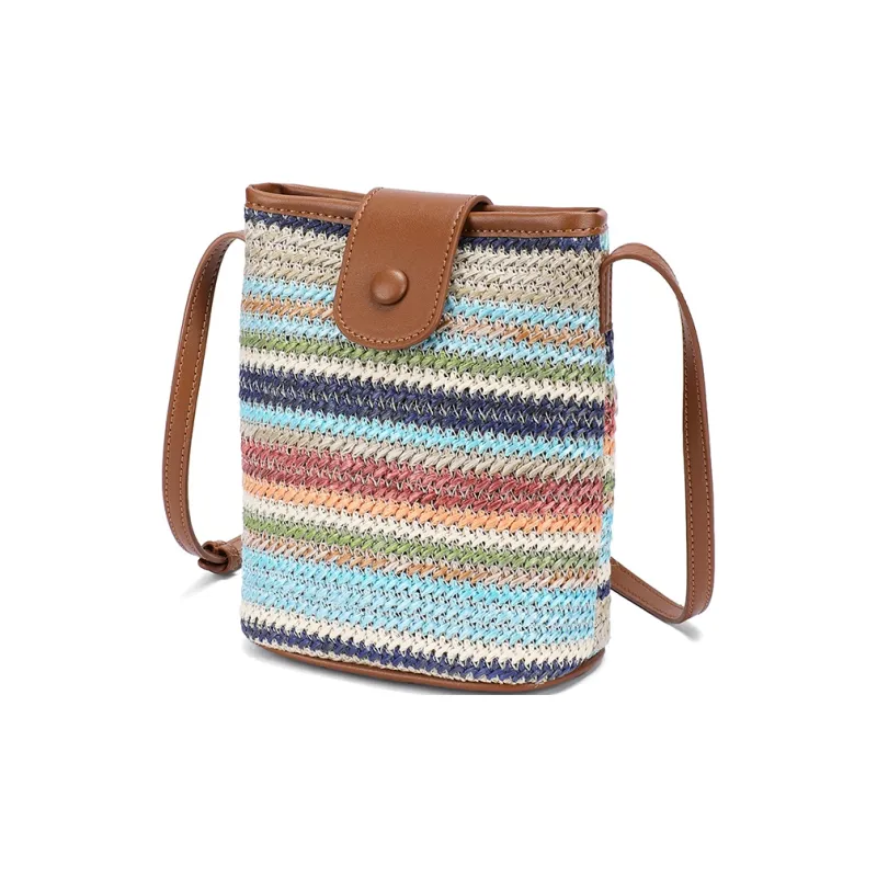 RED DRAGONFLY Fabric, Synthetic Leather Woven Small Bag Trumpets Women's Rainbow-1