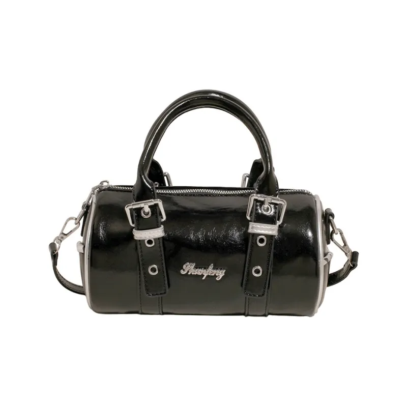RIVMIND PU Cylinder Bag Handbag Women's Black/White/Yellow/Green-0