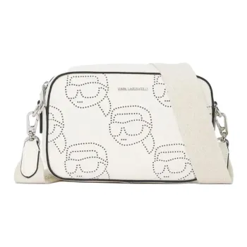 KARL LAGERFELD IKON Calfskin Crossbody Bag, Shoulder Bag Women's White
