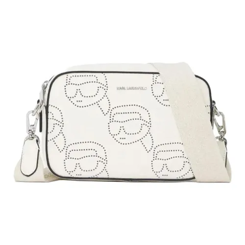 KARL LAGERFELD IKON Calfskin Crossbody Bag, Shoulder Bag Women's White