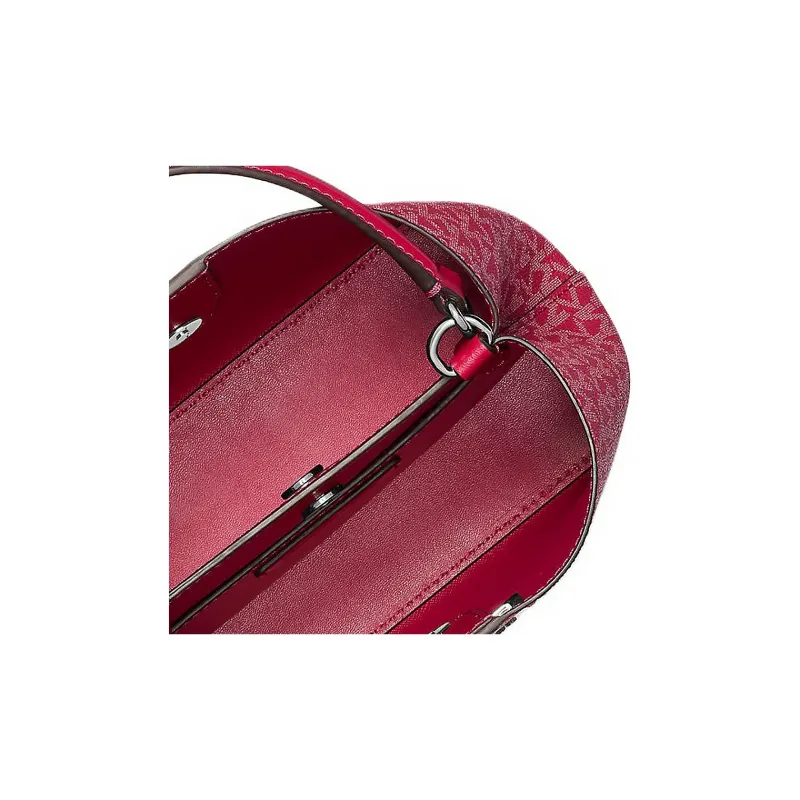 MICHAEL KORS Pratt Waterproof Canvas Shoulder Bag, Crossbody Bag, Handbag Trumpets Women's Dark Color Raspberry-3