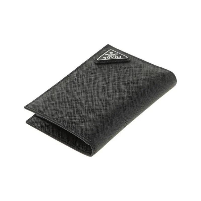 PRADA Leather Card Holder Unisex Black-5