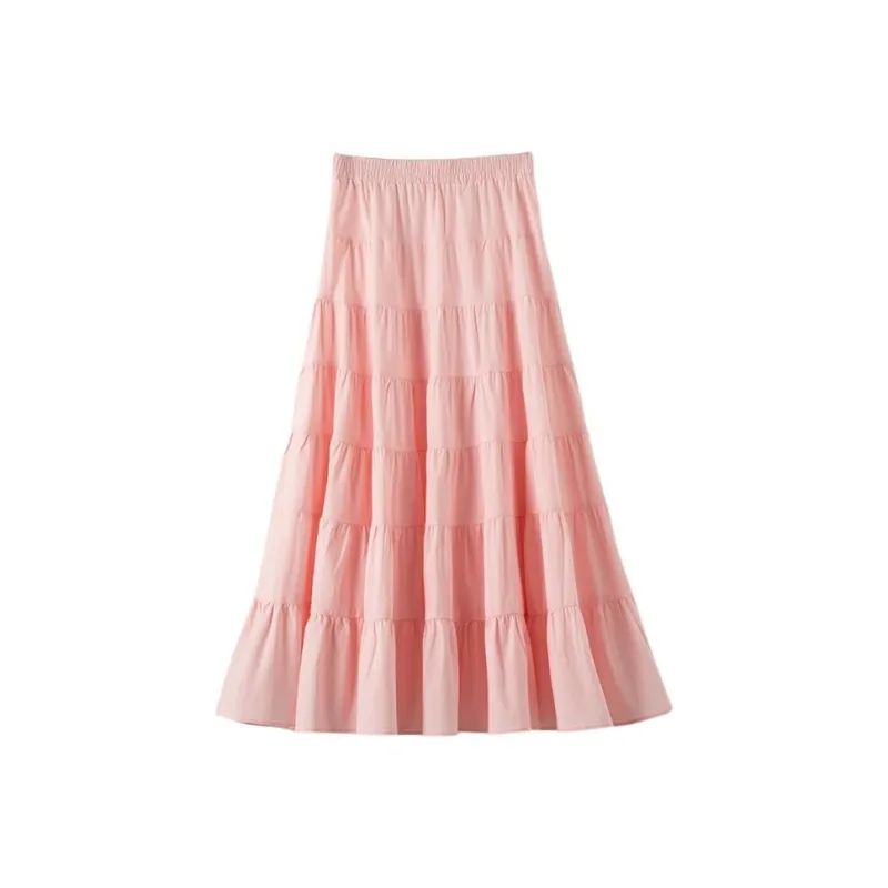 Late White Casual Long Skirt Women's-0