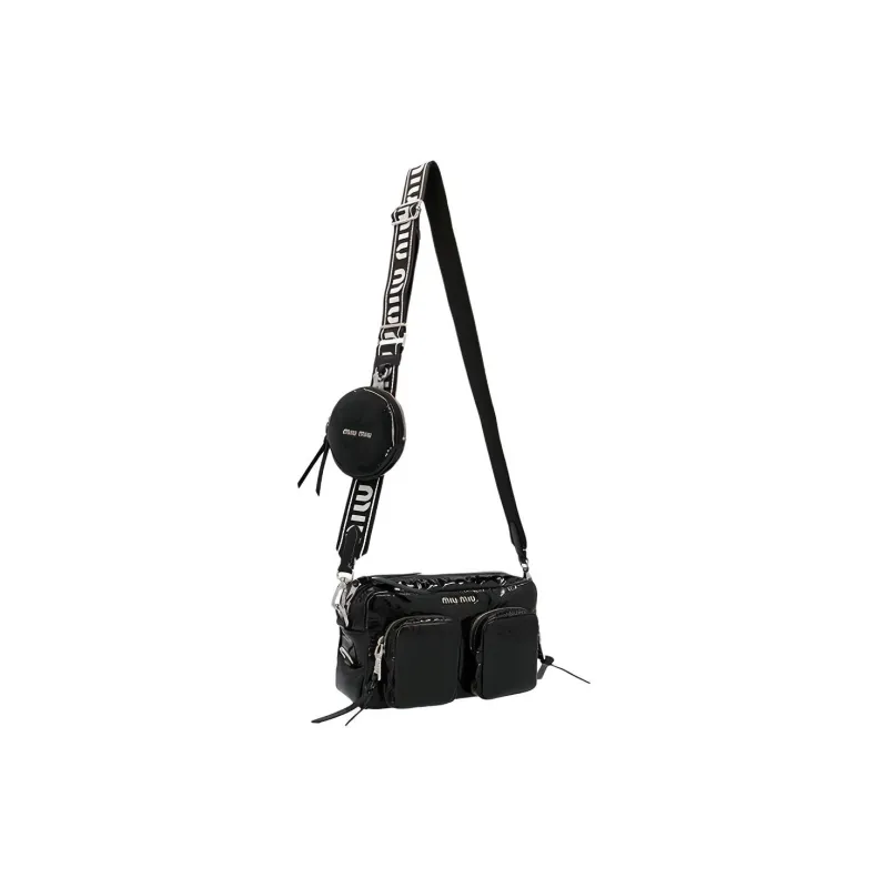 MIU MIU Leather Shoulder Bag Women's Black-1