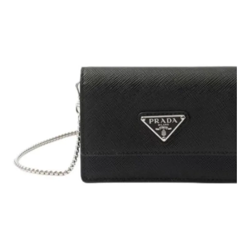 PRADA Saffiano Cow Leather Card Holder Women's Black-5