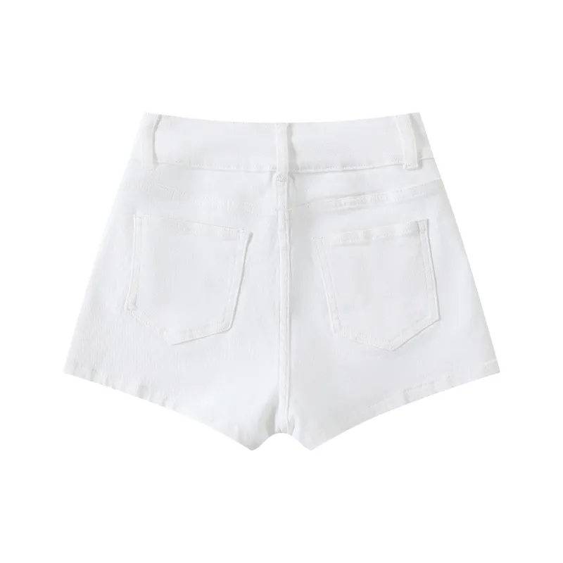 Wen Shan Denim Shorts Women's White-1