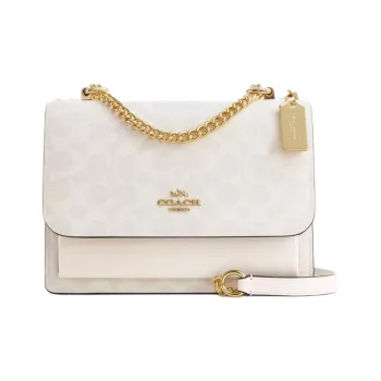COACH Klare Signature Coated Canvas Crossbody Bag, Shoulder Bag Trumpets Women's White & Beige
