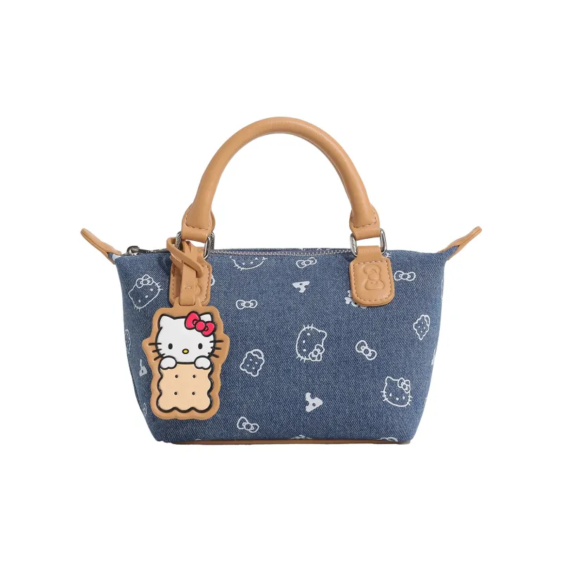 TOUTOU Hello Kitty Collaboration Hello Kitty Fabric Handbag Women's Denim Blue-4