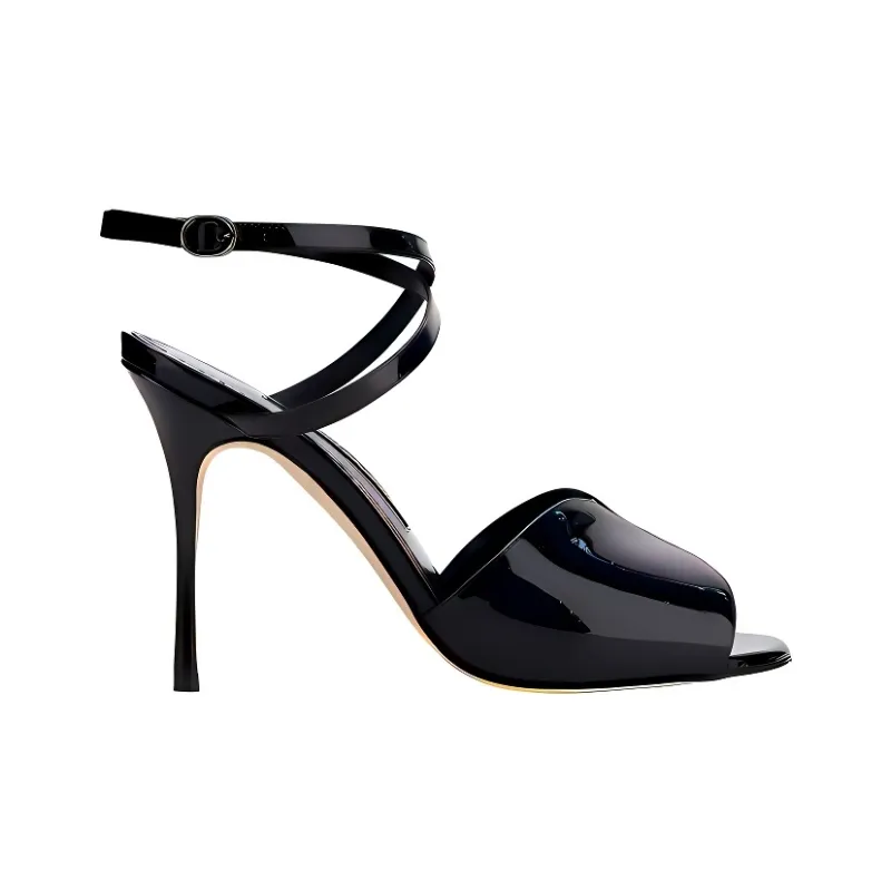 MANOLO BLAHNIK One Strap Sandals Women's Black-1