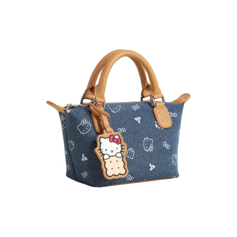 TOUTOU Hello Kitty Collaboration Hello Kitty Fabric Handbag Women's Denim Blue-0