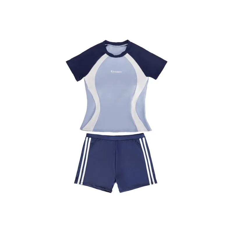 QIAODAN Two Piece Swimsuit Women's Two Piece Set Light Blue-0