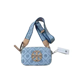 TORY BURCH T Monogram Fabric Shoulder Bag, Crossbody Bag Mini Women's Powder Blue