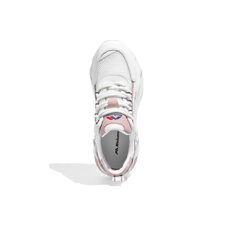 Kolumb Slip Resistant, Breathable, Height Increasing Low Top Casual Shoes Women's White Pink-3