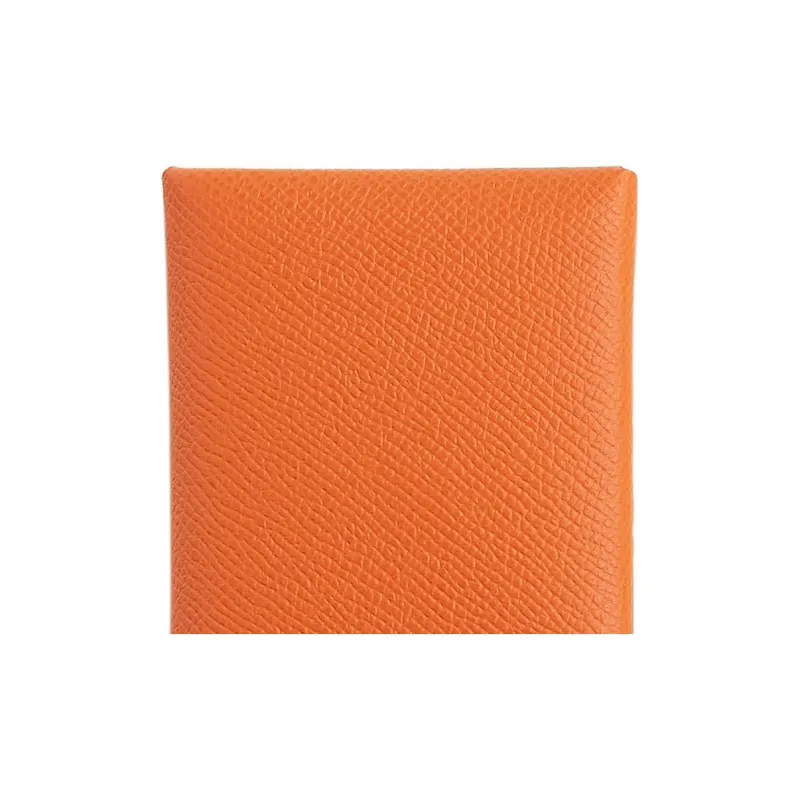 HERMES Calvi Duo Epsom Calfskin Card Holder Mini Women's Orange/Lime-3