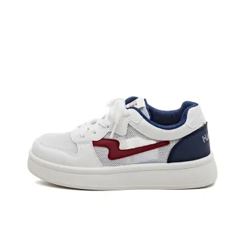 HUANQIU Slip Resistant, Lightweight, And Breathable Low Top Skateboard Shoes Women's Red Blue