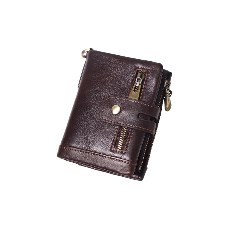 CARTELO Top Grain Cow Leather Coin Purse Multiple Card Slots Wallet Men's Black/Coffee/Brown/Red/Royal Blue/Green-3