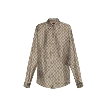 GUCCI Printed Twill Long Sleeve Shirt