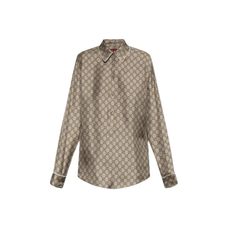 GUCCI Printed Twill Long Sleeve Shirt-0