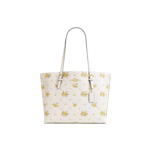 COACH Mollie Double Sided Pebbled Leather Twister Bag, Shopping Bag, Shoulder Bag Tubas Women's Beige & Yellow