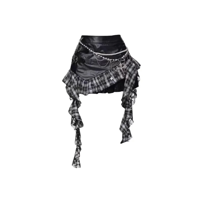 Gentle Welcome Leather Short Skirts Women's-0