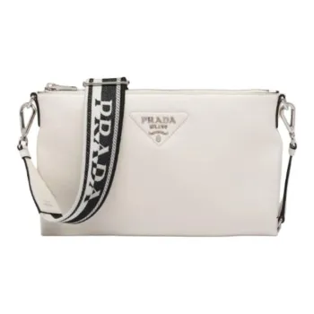 PRADA Leather Shoulder Bag Women's White