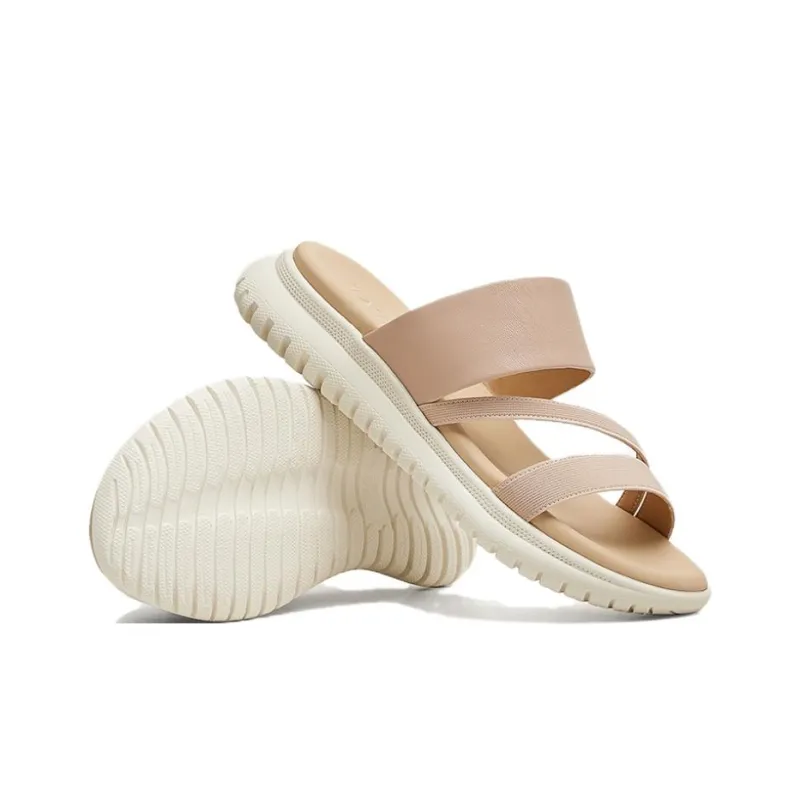 TATA Rubber Sole Leather Patchwork Quiet Slide Slippers Women's-3