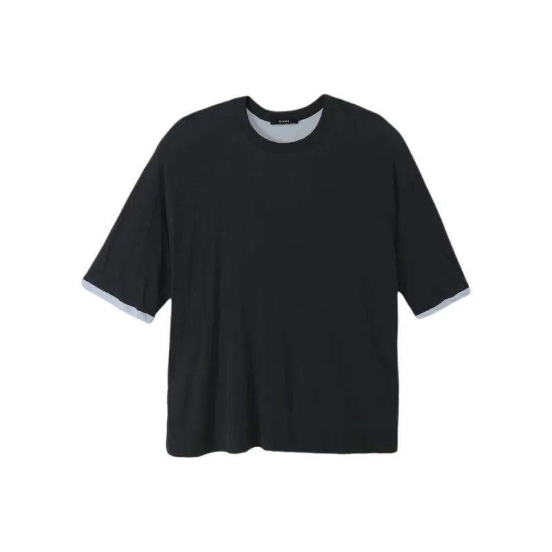 CINOH T Shirts Men Charcoal Gray/Sax Blue-0